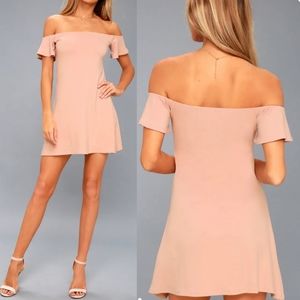 Lulus Blush Pink Off Shoulder Swing Mini Dress xs